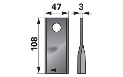 Nůž rotačky pravý (25ks) 108x47x3, d=21,0 - 