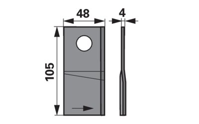 Nůž rotačky levý (20ks) 105x48x4, d=19,3 - 