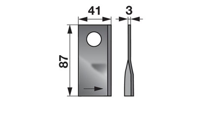 Nůž rotačky levý (25ks) 87x41x3, d=19,0 - 