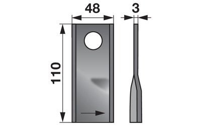 Nůž rotačky levý (25ks) 110x48x3, d=21,0 - 