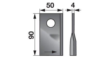 Nůž rotačky levý (25ks) 90x50x4, d=19,0 - 