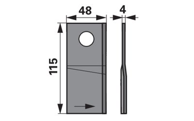 Nůž rotačky levý (20ks) 115x48x4, d=19,5 - 