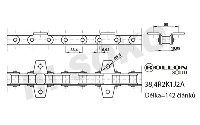 Elevátor. řetěz zrnový CLAAS 555628 - 