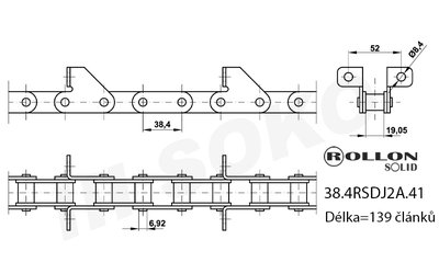 Elevátor. řetěz zrnový CLAAS 541782 - 