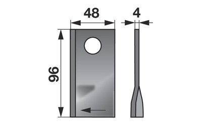 Nůž rotačky pravý (25ks) 96x48x4, d=19,0 - 