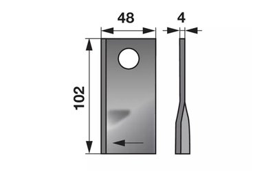 Nůž rotačky pravý (25ks) 102x48x4, d=19,0 - 