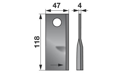 Nůž rotačky levý (25ks) 118x47x4, d=19,0 - 