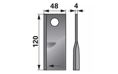 Nůž rotačky pravý (25ks) 120x48x4, d=18,5 - 