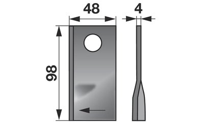 Nůž rotačky pravý (25ks) 98x48x4, d=19,0 - 