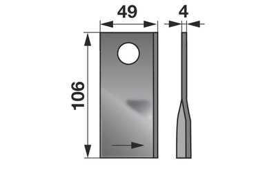 Nůž rotačky levý (25ks) 106x49x4, d=19,0 - 