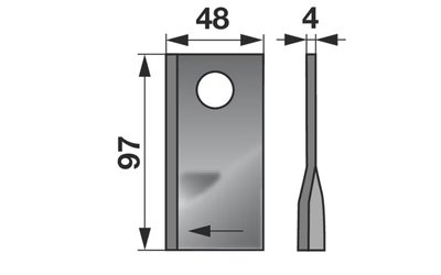 Nůž rotačky pravý (25ks) 97x48x4, d=19,0 - 