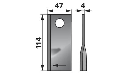 Nůž rotačky pravý (25ks) 114x47x4, d=19,0 - 