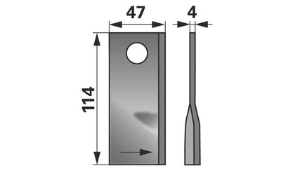 Nůž rotačky levý (25ks) 114x47x4, d=19,0 - 