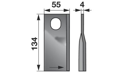 Nůž rotačky levý (20ks) 134x55x4, d=21,0x28,0 - 