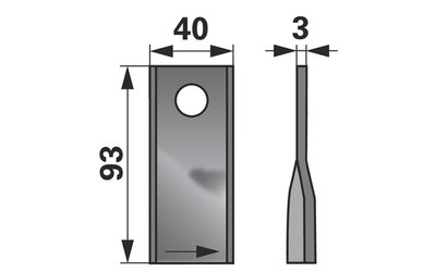 Nůž rotačky levý (25ks) 93x40x3, d=16,2 - 