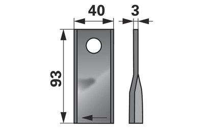 Nůž rotačky pravý (25ks) 93x40x3, d=16,2 - 