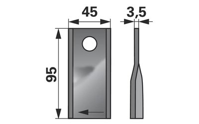 Nůž rotačky pravý (25ks) 95x45x3,5 d=16,2 - 