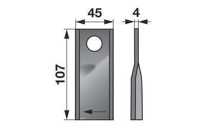 Nůž rotačky pravý (25ks) 107x45x4, d=18,2 - 