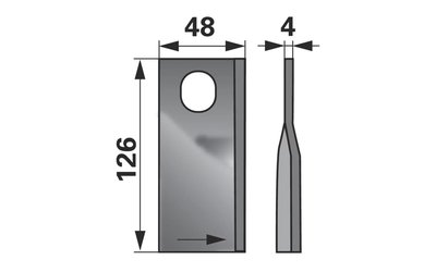 Nůž rotačky levý (25ks) 126x48x4, d=20,5x23,0 - 