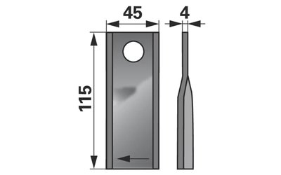 Nůž rotačky pravý (25ks) 115x45x4, d=18,2 - 