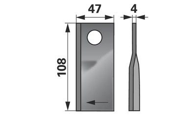 Nůž rotačky pravý (25ks) 108x47x4, d=19,0 - 