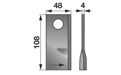 Nůž rotačky levý (25ks) 108x48x4, d=21,0 - 