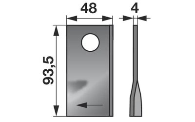 Nůž rotačky pravý (25ks) 93,5x48x4, d=19,0 - 