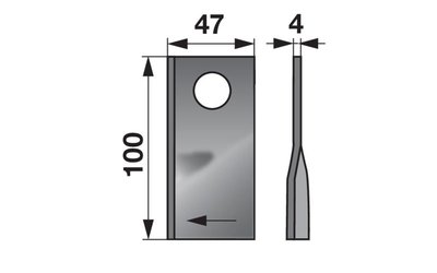 Nůž rotačky pravý (1ks) 100x47x4, d=18,5 - 