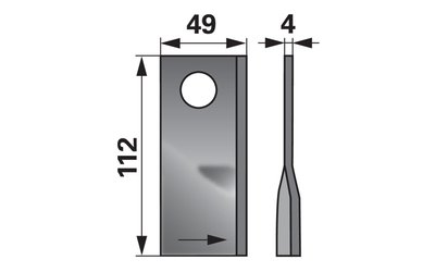 Nůž rotačky levý (25ks) 112x49x4, d=21,0 - 