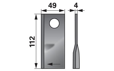 Nůž rotačky pravý (25ks) 112x49x4, d=21,0 - 