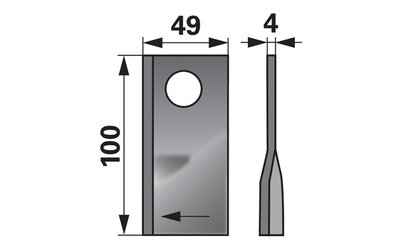 Nůž rotačky pravý (25ks) 100x49x4, d=21,0 - 