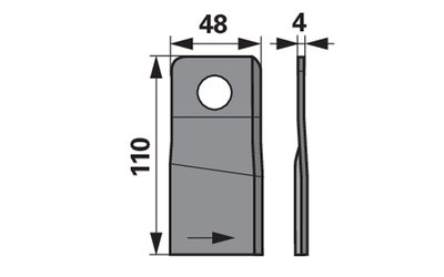 Nůž rotačky levý (20ks) 110x48x4, d=22,5 - 