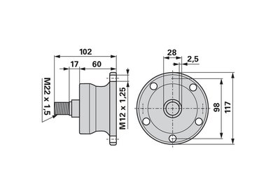 Náboj disku 5 děr, rozteč 98 mm FKL - 