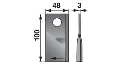 Nůž rotačky pravý (25ks) 100x48x3, d=19,0 - 