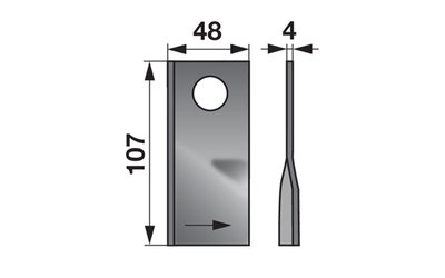 Nůž rotačky levý (25ks) 107x48x4, d=19,0 - 