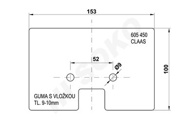 153x100x10 Gumová lopatka elevátoru - 