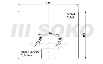 155x125x10 Gumová lopatka elevátoru - 