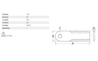 Nůž drtiče 173x50x4 - Ø 18.1 mm (1ks) - 