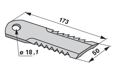 Nůž drtiče 173x50x5 - ozubený - 