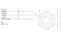 Hardy spojka 39x101 mm - 6x Ø10 mm - 