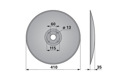 Disk podmítače hladký, 410 mm, 4 díry, roztečná kružnice 114 mm, síla 5 mm - 