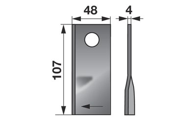 Nůž rotačky pravý (25ks) 107x48x4, d=18,5 - 