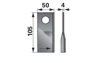 Nůž rotačky levý (25ks) 105x50x4, d=20,5 - 