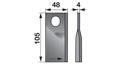 Nůž rotačky levý (25ks) 105x48x4, d=20,5x23,0 - 