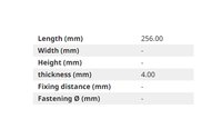 Vodící deska L=256 mm - 4mm - 4 otv. - 