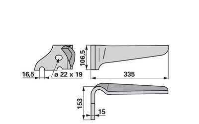 Nůž rotačních bran levý Vogel & Noot KZ400004 - 